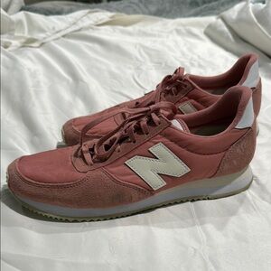 New Balance Pink and White Retro Sneakers